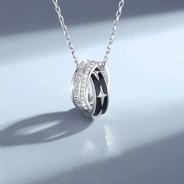 Mother & Son Forever Linked Together-Interlocking Round Necklace,S925 Sterling Silver