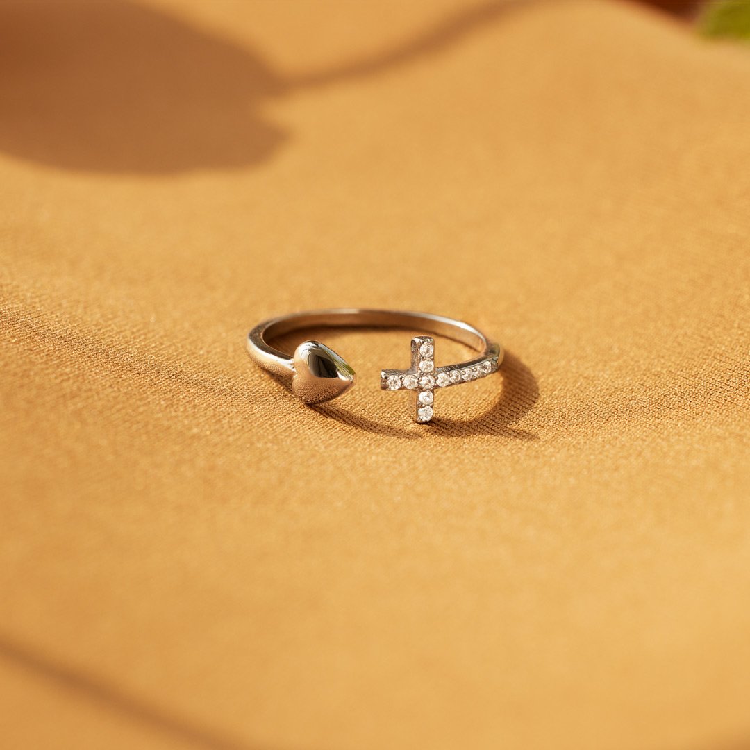 To My Granddaughter Pray Through It Cross & Heart Ring