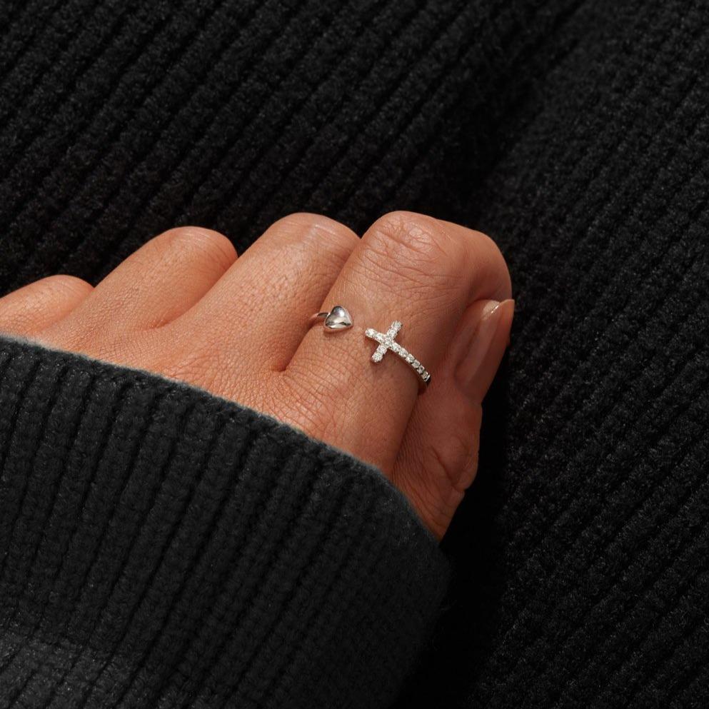 To My Granddaughter Pray Through It Cross & Heart Ring