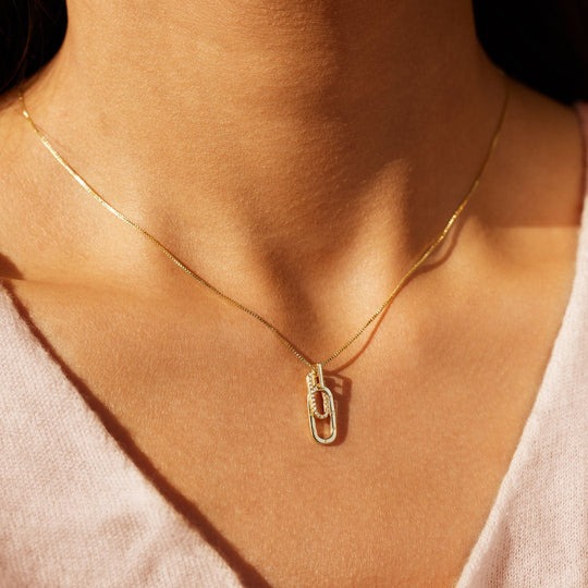 Mother & Daughter Linked Rectangle Interlocking Necklace