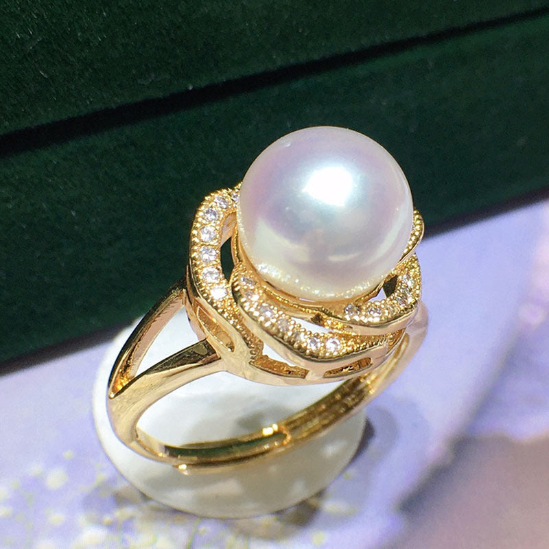 Natural freshwater pearl ring 9-10mm(can be adjusted)