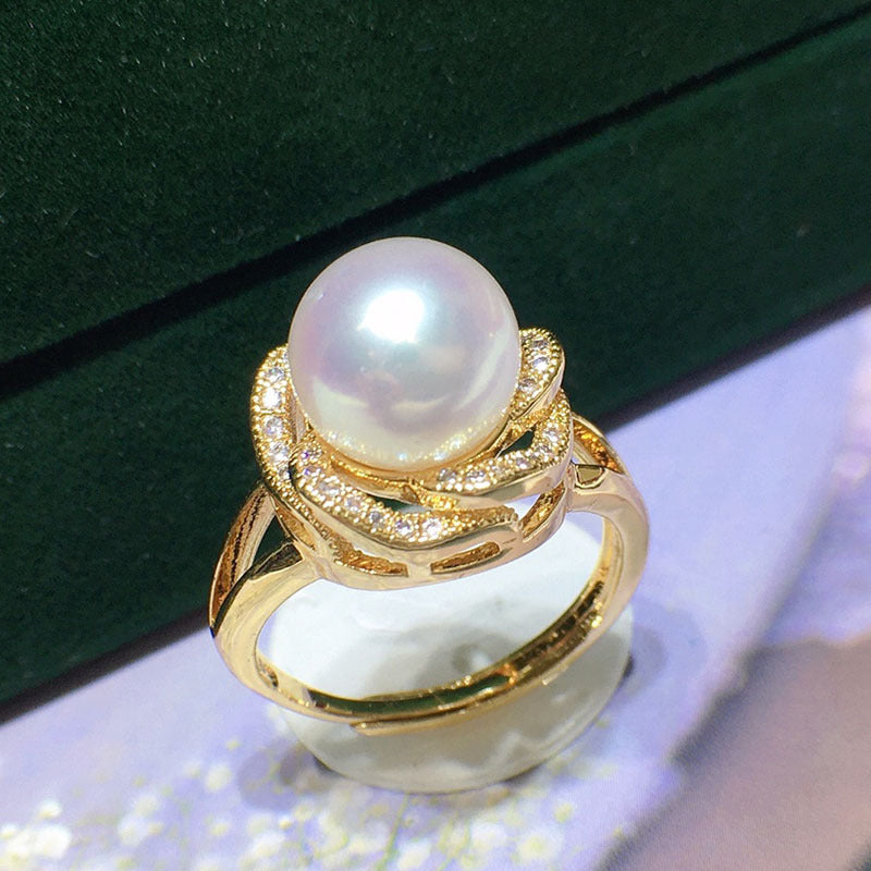 Natural freshwater pearl ring 9-10mm(can be adjusted)