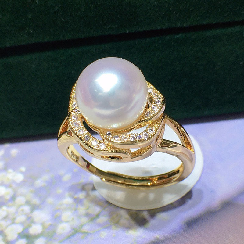 Natural freshwater pearl ring 9-10mm(can be adjusted)
