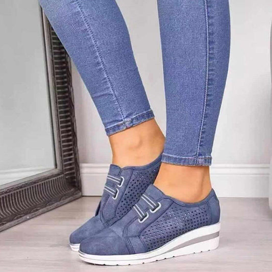 Womens Casual Wedge Heel Slip On Comfy Sneakers
