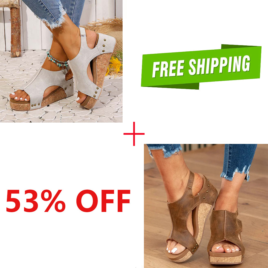 😍Last Day 50% OFF😍-Womens Comfy Velcro Wedge Orthopedic Sandals