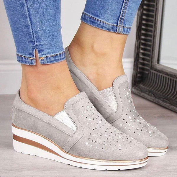 LAST DAY 70% OFF-Women's Casual Bling Crystal Platform Wedges Orthopedic Sneakers