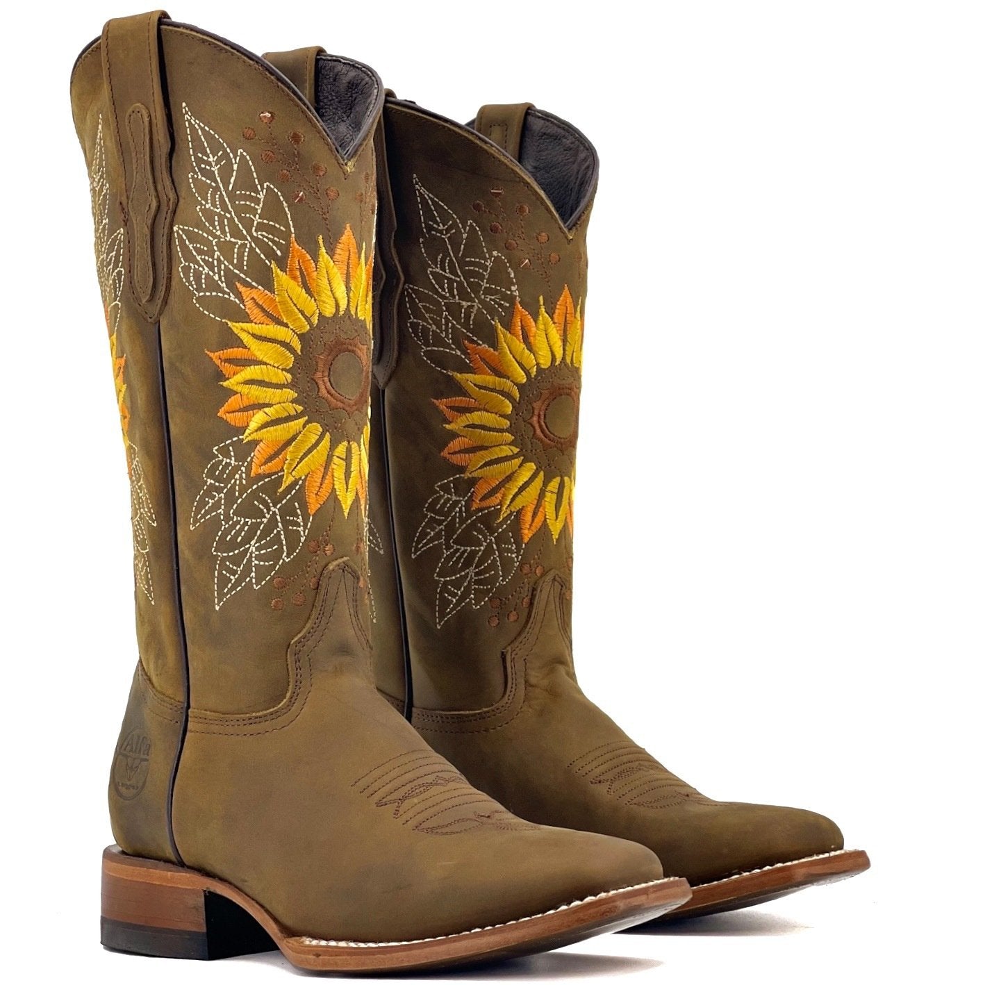 Casual Sunflower Embroidery Artificial PU Boots Shoes