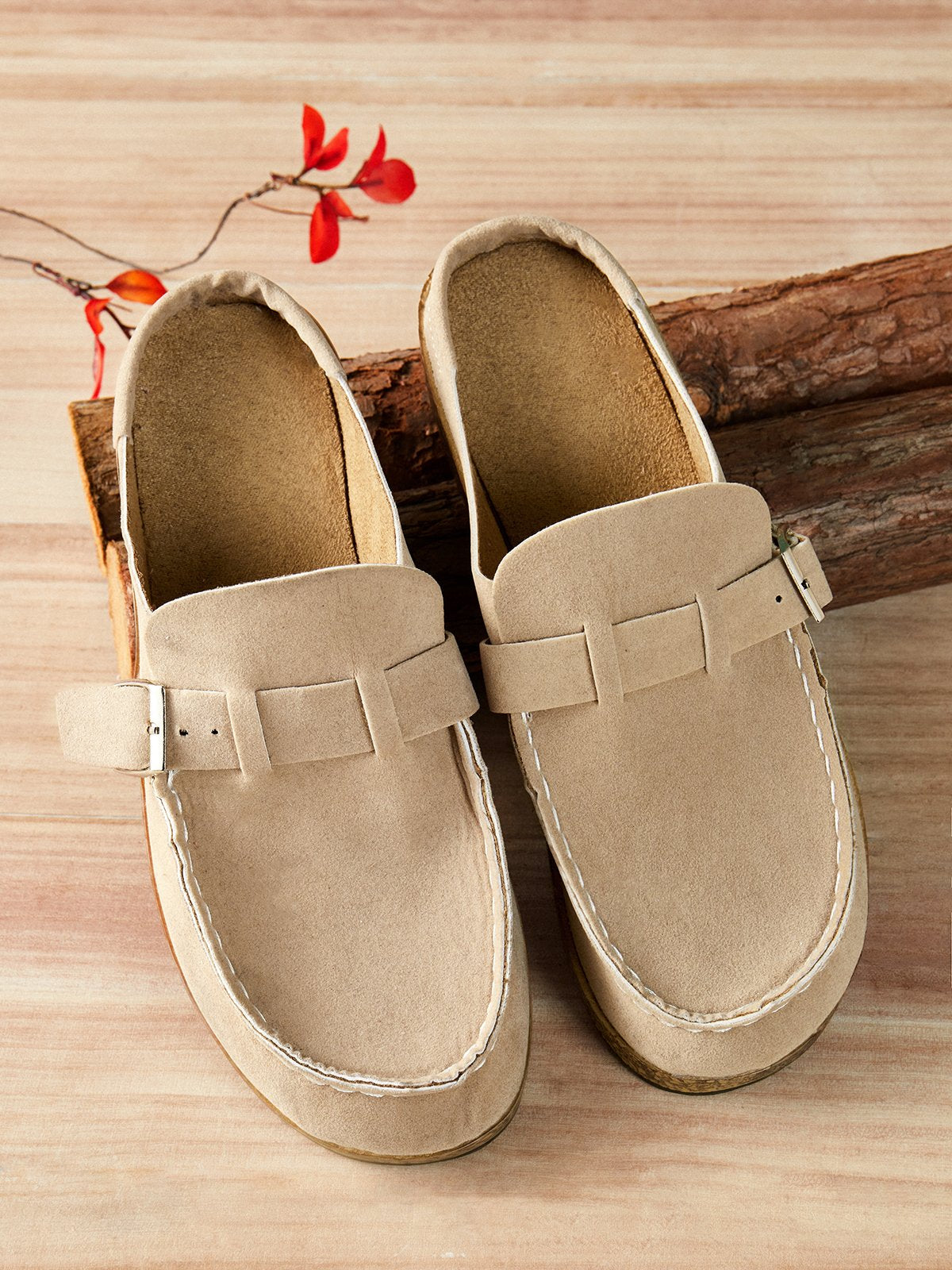 Women Casual Comfy Leather Slip On Sandals