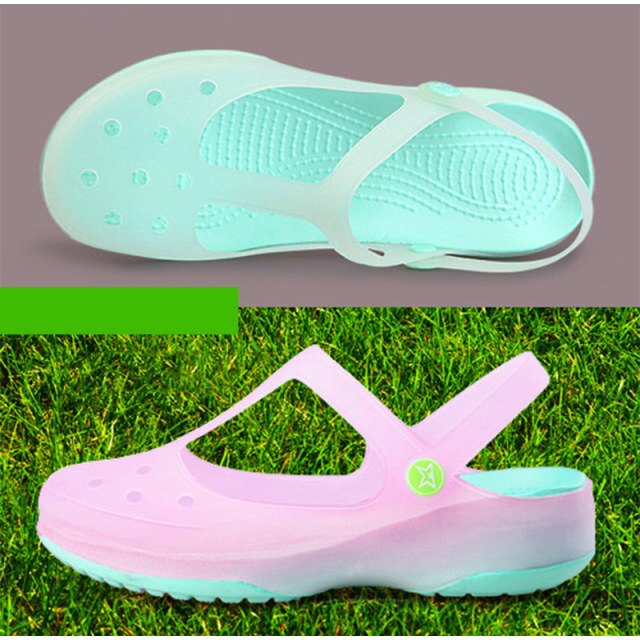 Summer Women Sandals Jelly Flat Shoes Waterproof Female Ankle Buckle Slippers Soft Light Slides Comfortable Beach Shoes