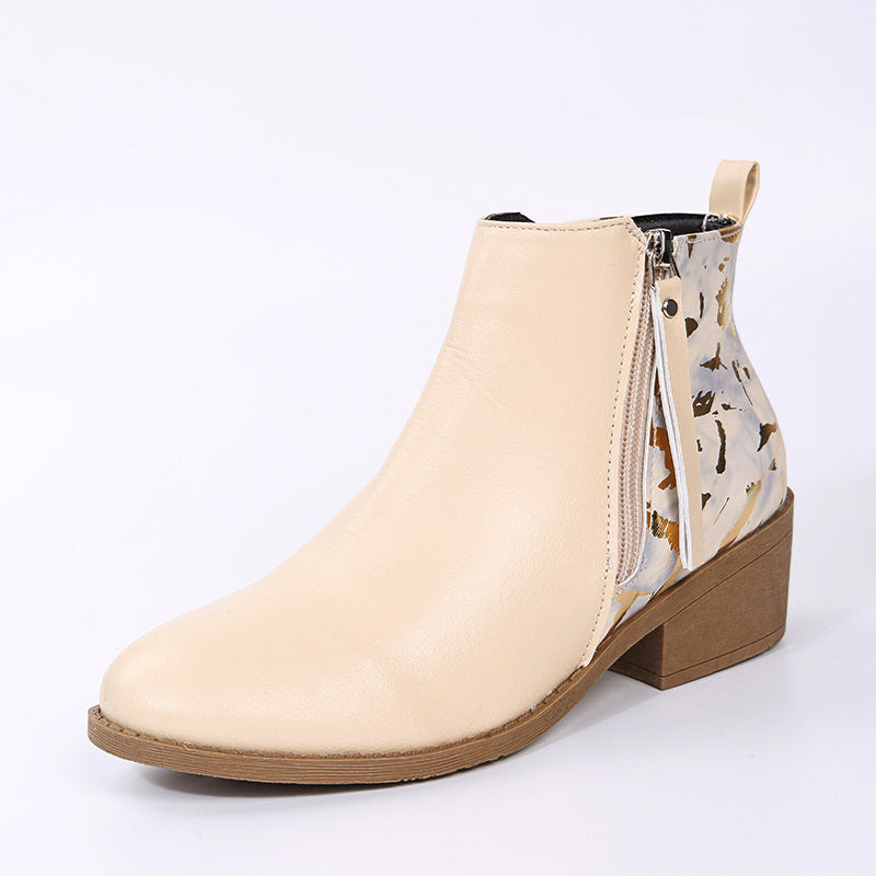 Women's Casual Solid Color Pointy Toe Mid Heel Boots