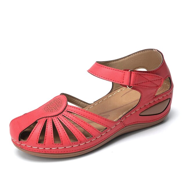 Women Sandals Retro Wedges Mixed Color Hook&Loop Slip On Sandals Female Outdoor Summer Casual Shoes Ladies Plus Size