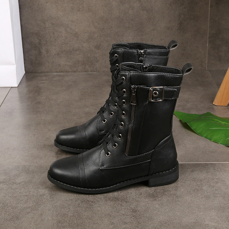 Womens flat heel outlet boots