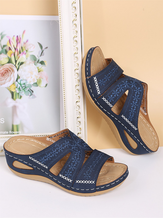 Flower Embroidered Casual Beach Sandals Slippers