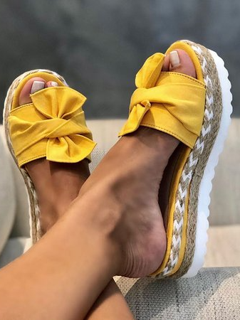 Women Casual Daily Comfy Bowknot Slip On Sandals