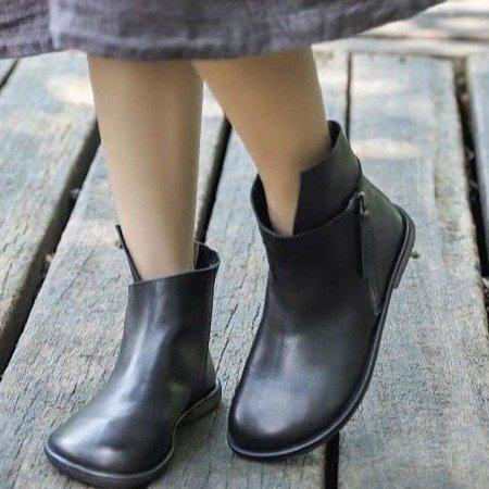 Women Round Toe Flat Heel Martin Boots