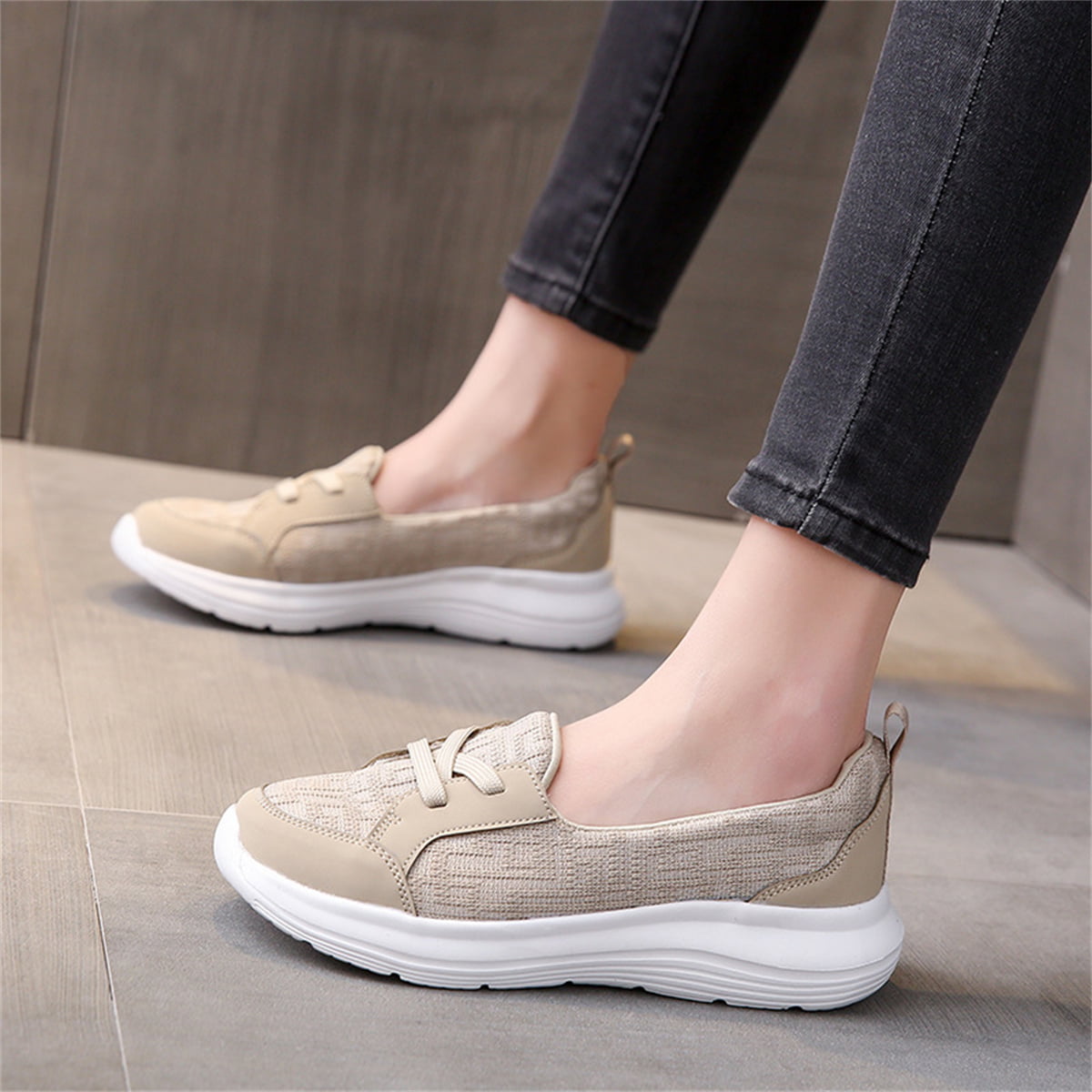 Women's Topnotch Sneakers Hidden Wedge Canvas Shoes Slip-On Comfort Flat