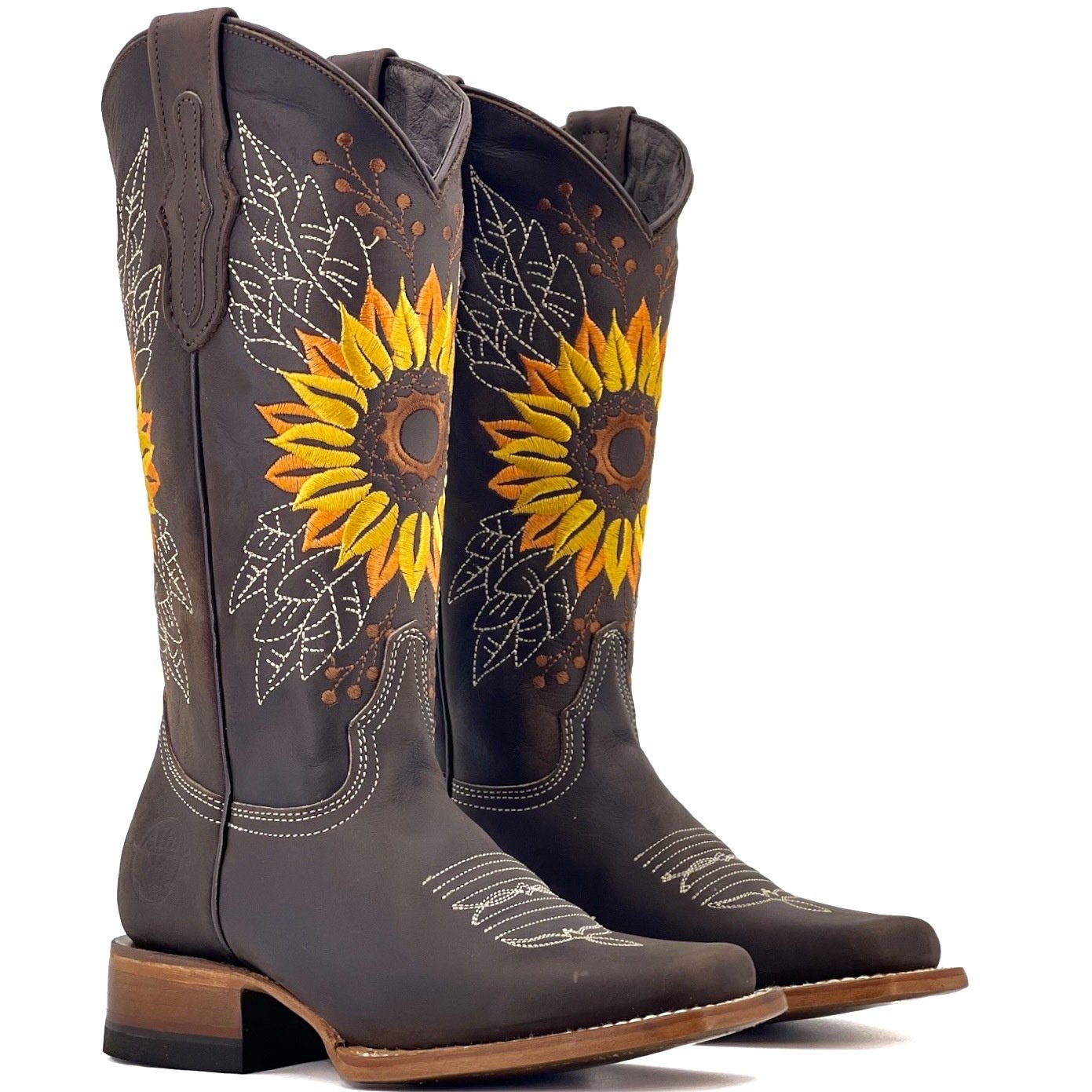 Casual Sunflower Embroidery Artificial PU Boots Shoes