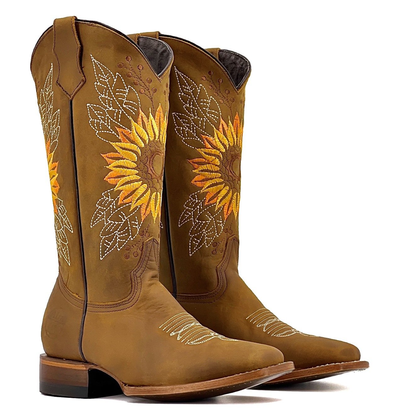 Casual Sunflower Embroidery Artificial PU Boots Shoes